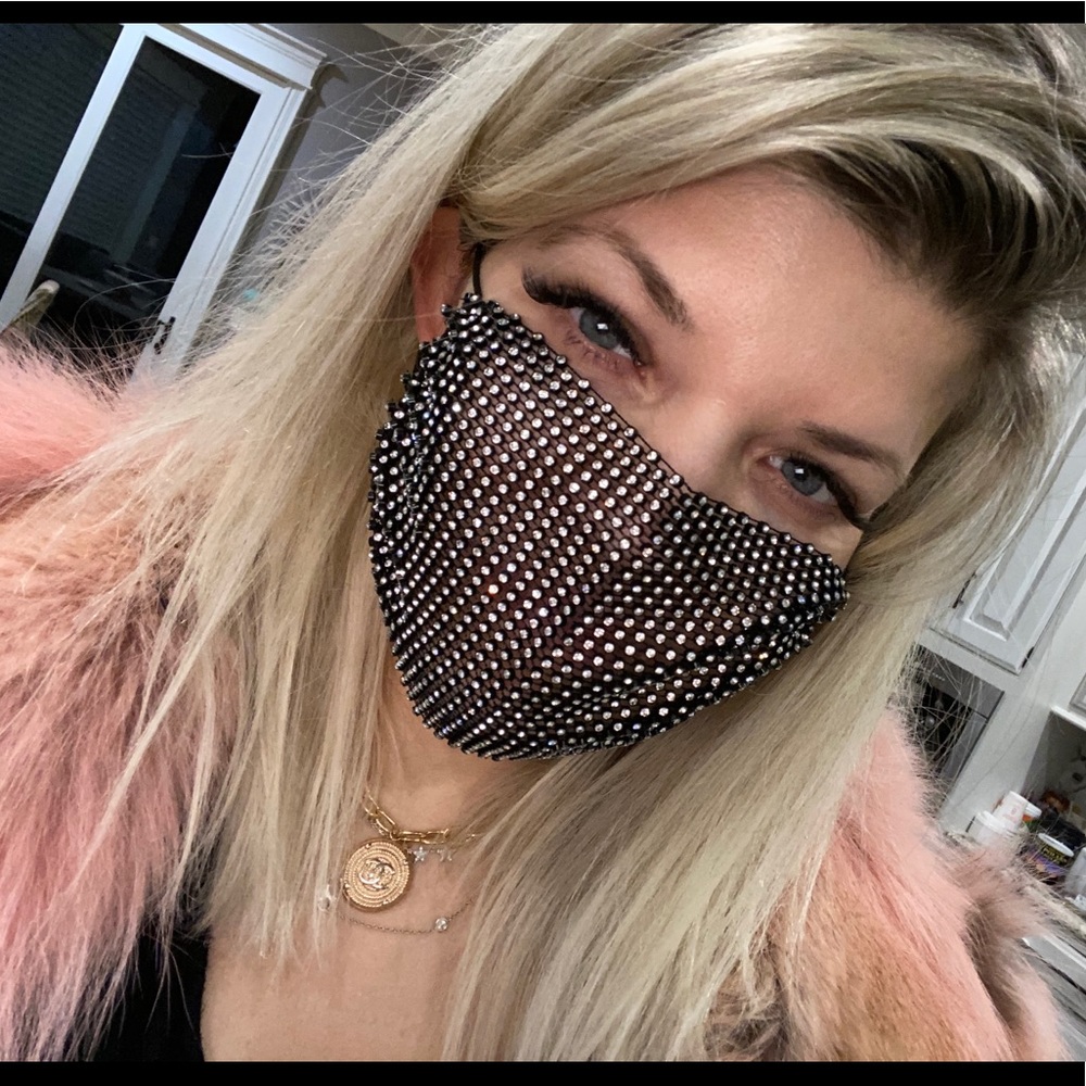 NIB Full Mesh Fashion Rhinestone Breathable Mask